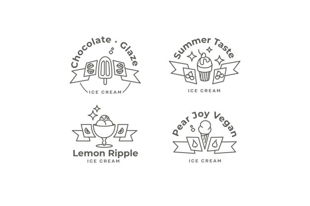 冷冻食品线性扁平冰淇淋标签收集甜点标签收集