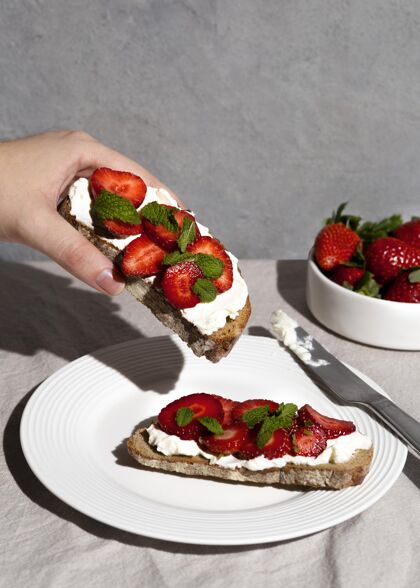 食品美味健康的草莓甜点复制空间美味烹饪