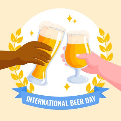 玻璃国际啤酒日插画啤酒庆典酒精