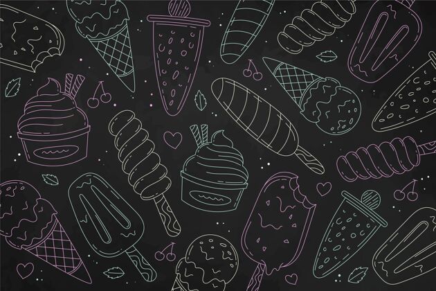 手绘背景手绘冰淇淋黑板背景冰淇淋背景美味冷冻食品