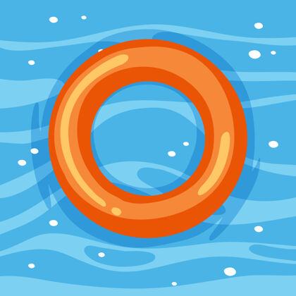 浮子橙色游泳圈在水中孤立玩具情绪活动