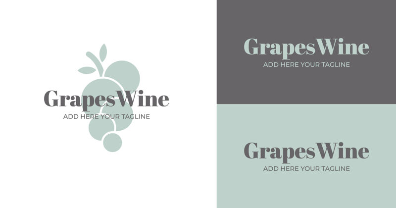 最小的标志葡萄葡萄酒标志设置在不同的颜色版本标志模板葡萄葡萄酒