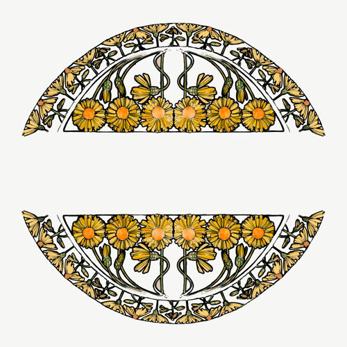 古董新艺术主义的花架 混合自阿尔方斯玛丽亚穆夏的艺术作品花徽章新艺术主题
