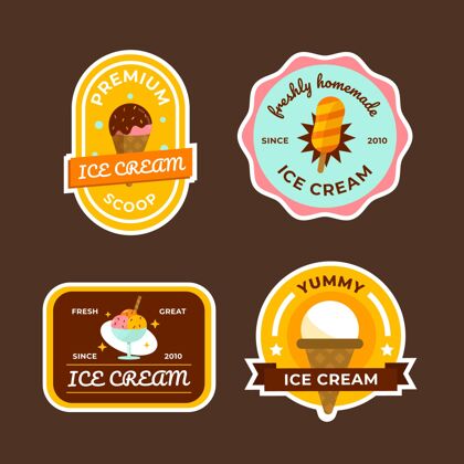 甜点扁平冰淇淋标签系列甜点分类小吃