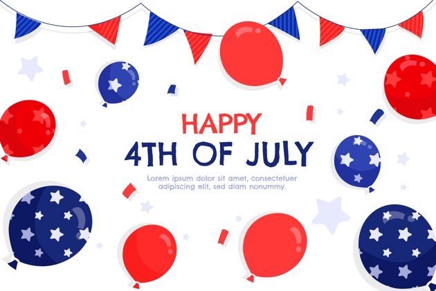 活动手绘七月四日独立日气球背景气球爱国独立日快乐