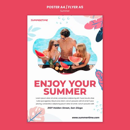 海报模板游泳池夏日乐趣海报模板放松时间季节海报