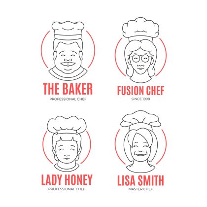 企业标志线性平面厨师标志包标志模板公司厨师标志
