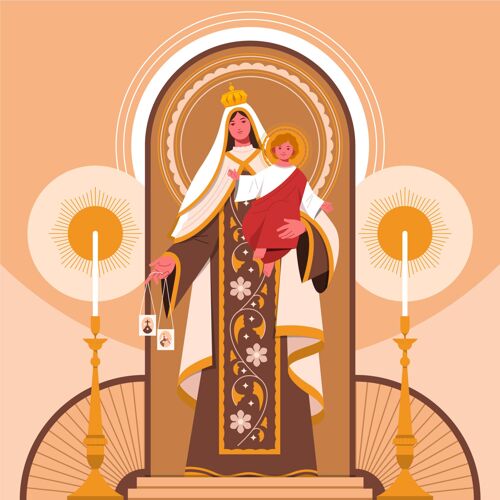 事件维根·德尔·卡门插画平面设计教圣母玛利亚