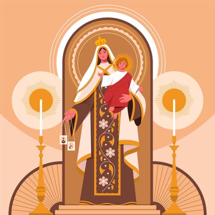 事件维根·德尔·卡门插画平面设计教圣母玛利亚