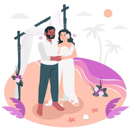 一起沙滩婚礼概念图沙滩婚礼情侣婚礼