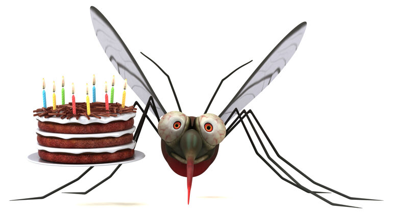 危险蚊子3d插图健康蛋糕巧克力