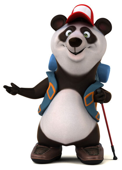假期有趣的三维熊猫背包卡通人物旅行者快乐背包