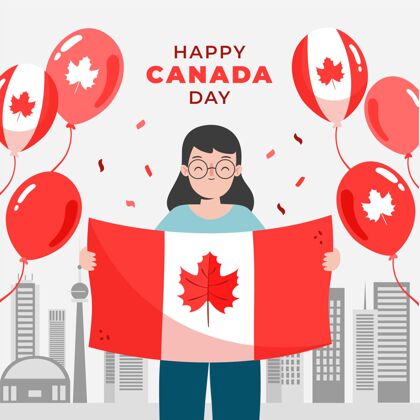 爱国手绘加拿大日插图活动加拿大枫叶