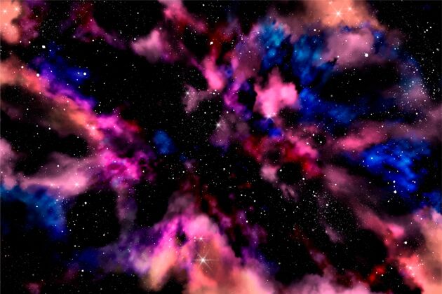 太空手绘水彩银河背景宇宙背景银河系