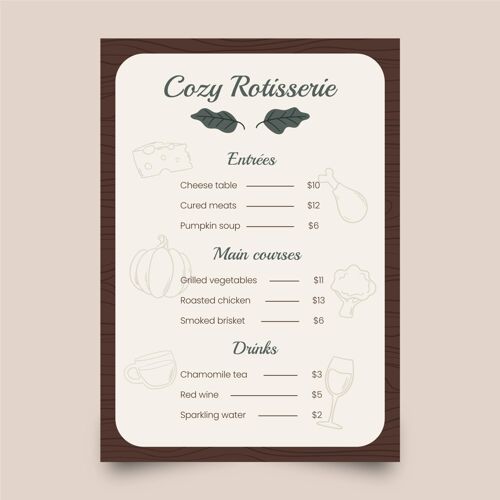 美食乡村餐厅菜单模板食品菜单模板菜单