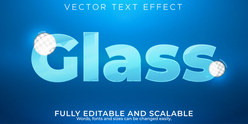 类型玻璃可编辑文本效果 透明干净的文本样式排版3d字体效果