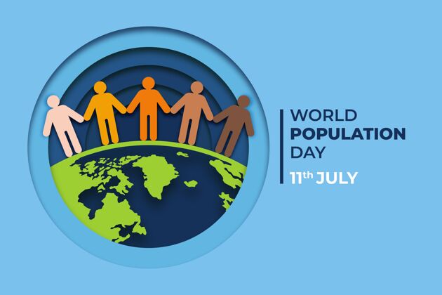 人口世界人口日纸制插图全球全球纸样