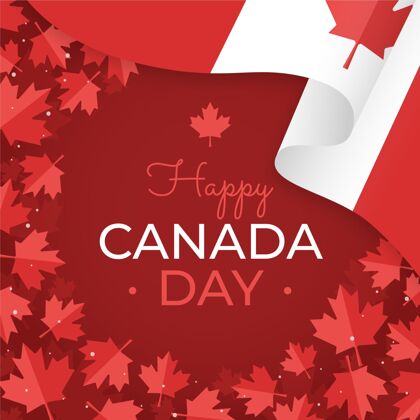加拿大日加拿大平日插画枫叶快乐加拿大日平面设计