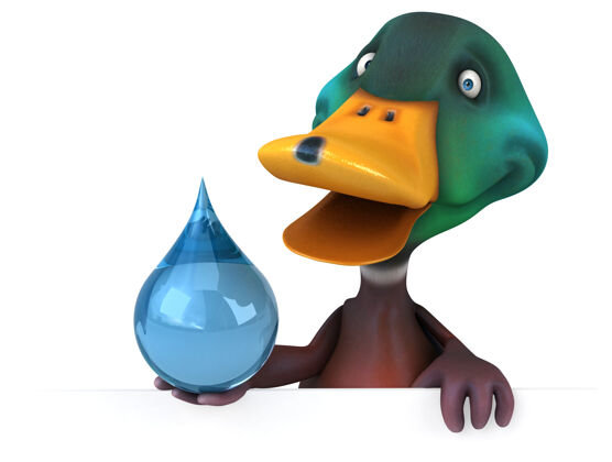 卡通有趣的鸭子三维插图鸟嘴3d动物