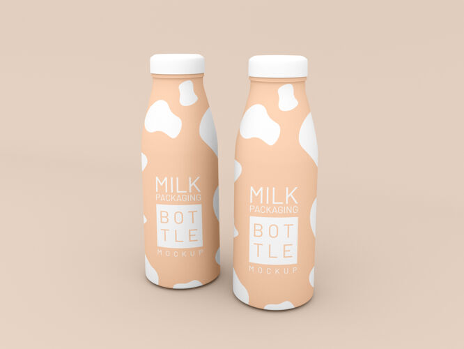 现实两个奶瓶包装模型模型瓶子牛奶