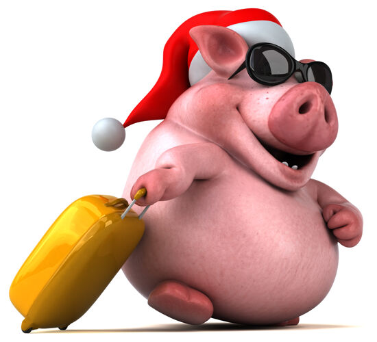 微笑有趣的猪-三维插图圣诞节3d猪肉