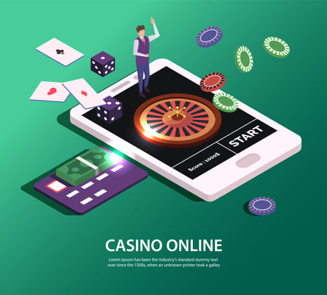 赌场网上赌场的概念与平板电脑和赌博工具插图赌博人移动