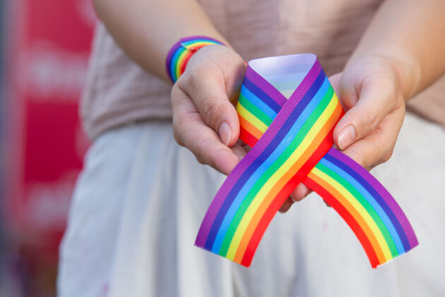 丝带彩虹丝带意识为lgbt社区自豪的概念骄傲变性同性恋