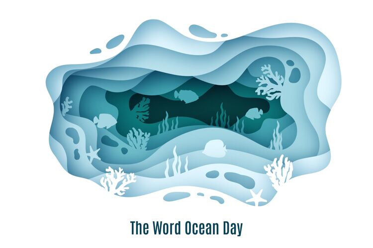 生态系统世界海洋日纸制插图全球生态海洋