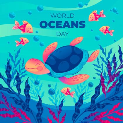 生态系统平面世界海洋日插图海洋平面世界海洋日