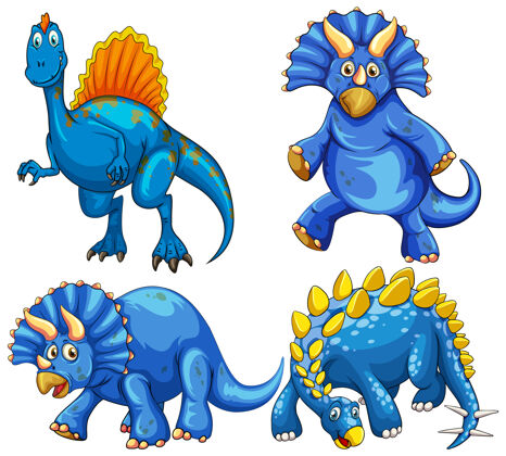 动物蓝色恐龙卡通人物集大灭绝捕食者