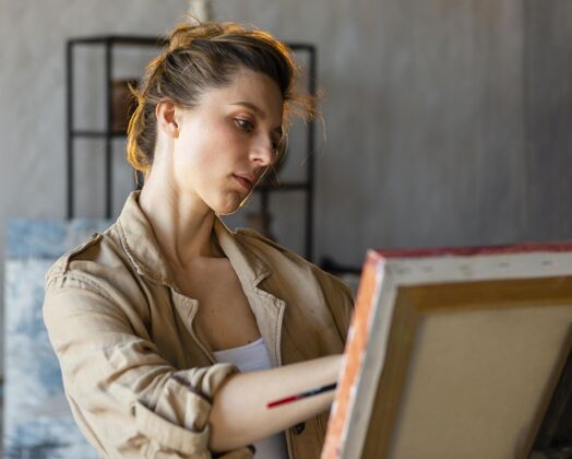 艺术品油画中的女人年轻爱好工艺