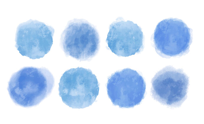 收藏水彩画集合了蓝色元素圆形集合圆形形状