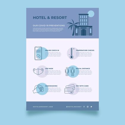 酒店酒店防冠状病毒平面海报海报预订旅游