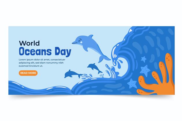庆典手绘世界海洋日横幅模板国际横幅生态系统