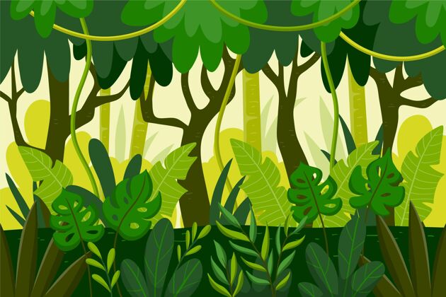 背景卡通丛林背景丛林绿色植物自然