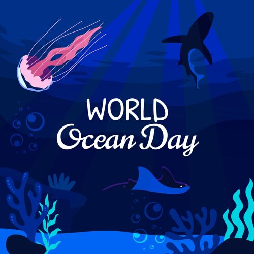 全球平面世界海洋日插图地球生态系统生态