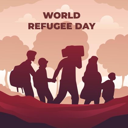 国际梯度世界难民日插画梯度暴力难民日