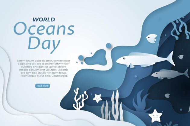 庆典世界海洋日纸制插图全球海洋日生态