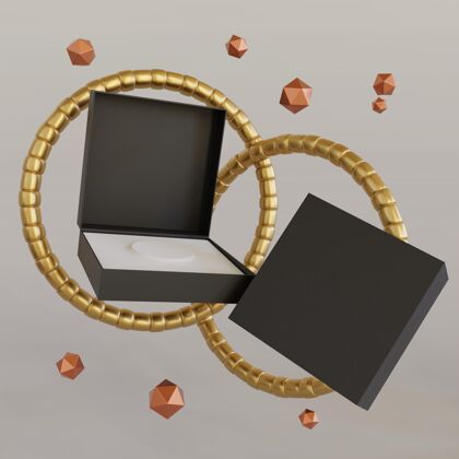 优雅珠宝包装展示模型黄金珠宝盒豪华