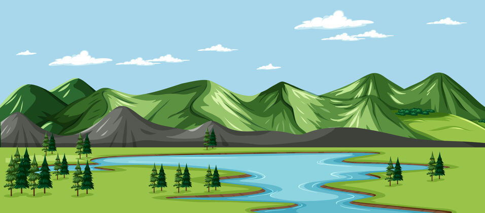石头绿色的自然景观河流木头颜色