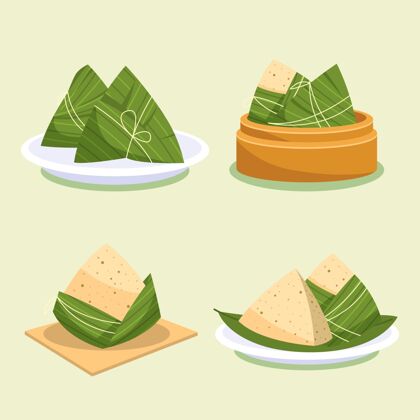 米饭扁舟粽子收藏传统包装平面