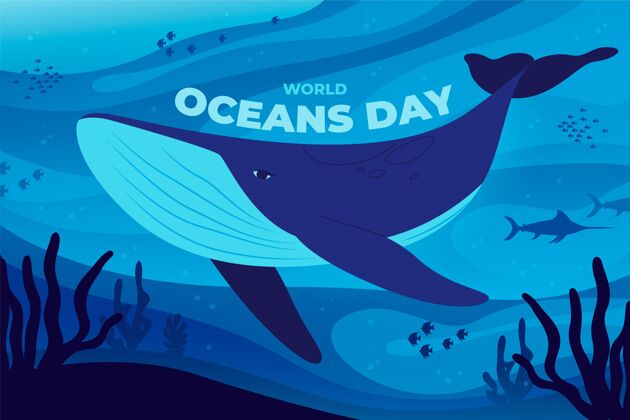 平面设计有机平面世界海洋日插画世界海洋日环境全球