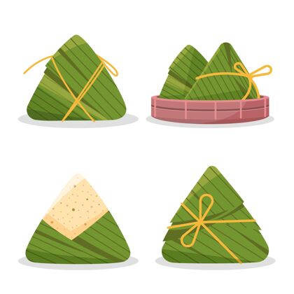 传统扁舟粽子收藏龙舟平面设计米饭