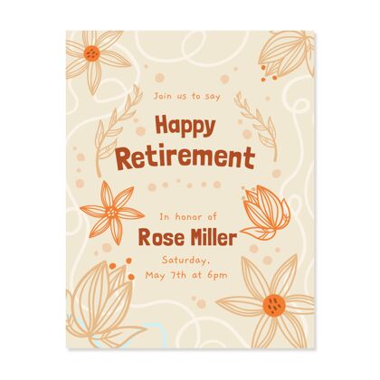 退休快乐手绘退休贺卡平面设计老年人养老金