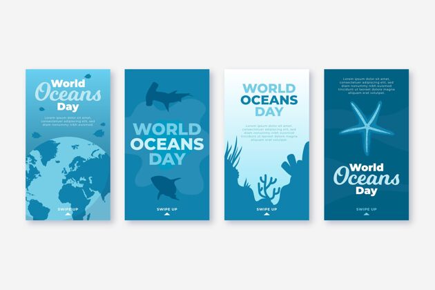 国际平面世界海洋日instagram故事集世界海洋日海洋社交媒体故事