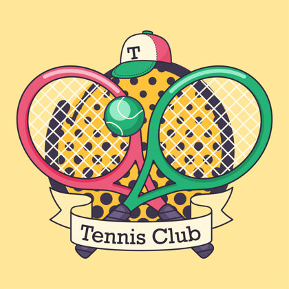 角色网球俱乐部矢量标志设置团队帽