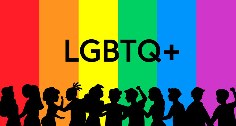 多样性彩虹lgbt或lgbtqia+骄傲旗帜标志平面图标人群男人自由