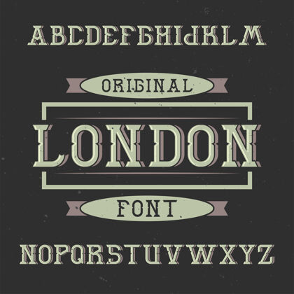旧复古标签字体命名为伦敦制造年份类型