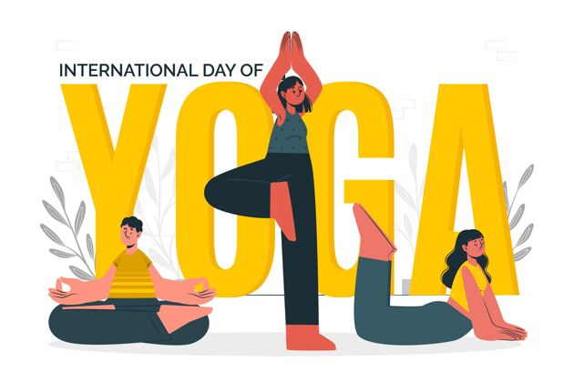 锻炼国际瑜伽日概念图伸展瑜伽日人