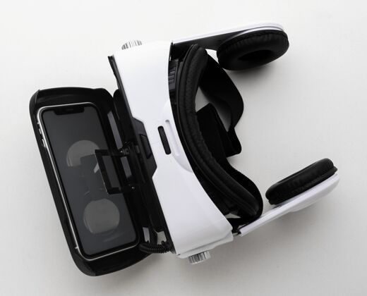 技术顶视图虚拟现实耳机设备模拟虚拟现实耳机